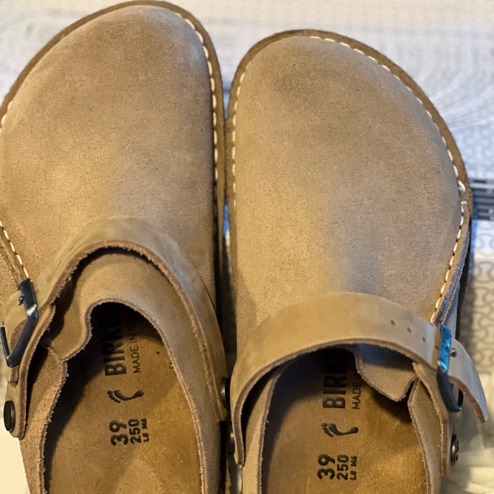 Birkenstock - Comfy, Adjustable Clogs - Gray Taupe - Size 39 (US L-8.0 M-6.0)